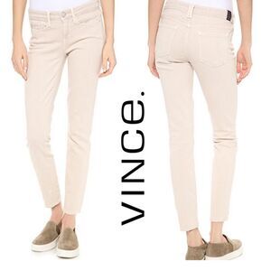 VINCE Dylan Ankle Skinny Destructed Women’s Size 28 X 26 Tan Cream Jeans $313